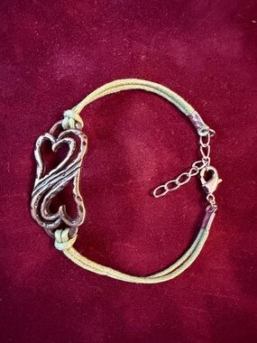 Stanley Olive Green Multi-Strand Cord Bracelet with Heart Link